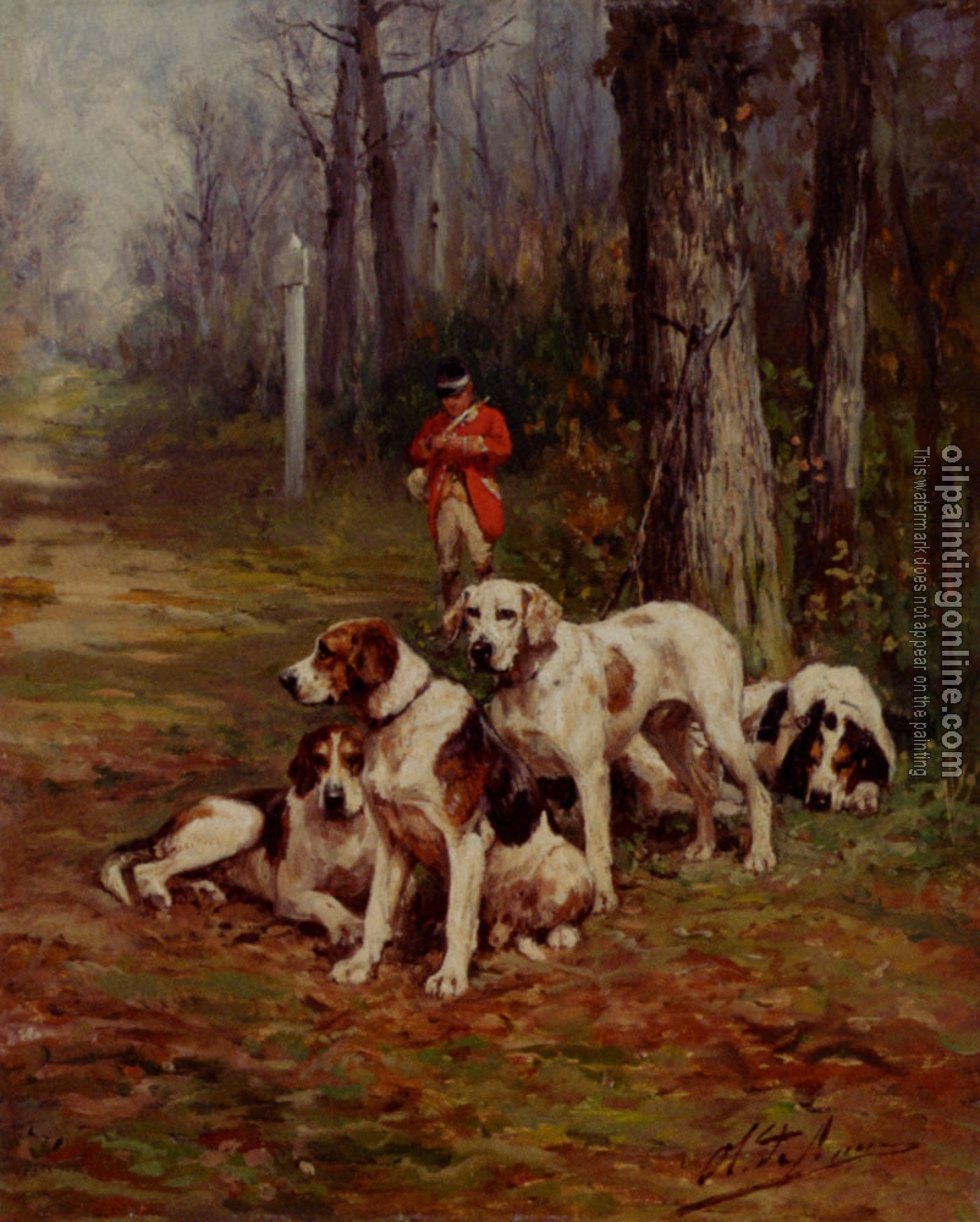 Penne, Charles Olivier De - hunting dogs at rest
